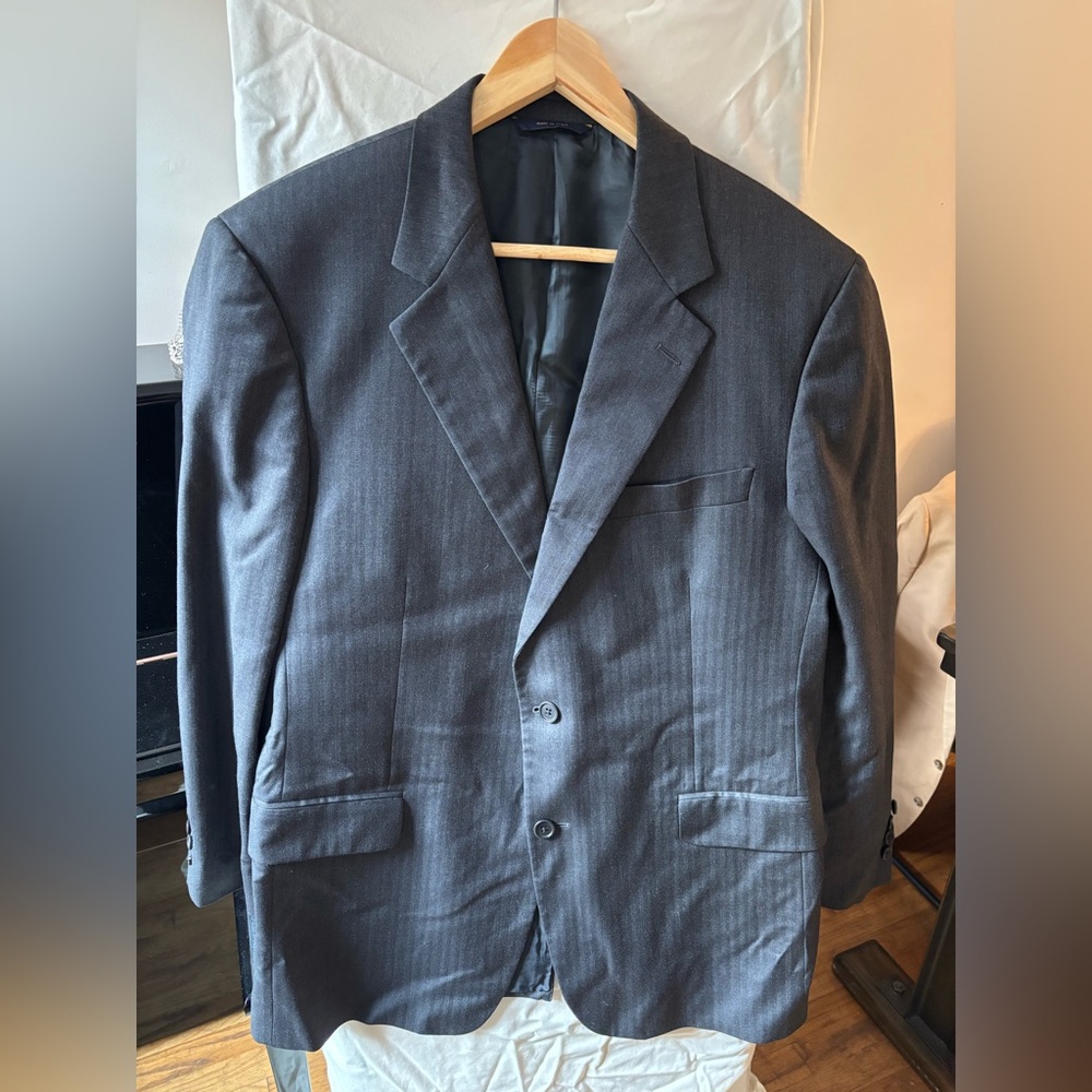 Brooks Brothers 100% Wool Suit - Made in Italy - Grey Herringbone